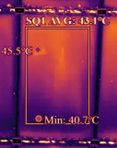 Radiometrische Wärmebildaufnahme eines Moduls mit Einzelzell-Hotspot